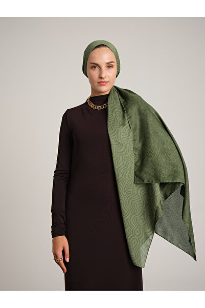 Ayshara Σιράζε Μονόγραμμα Απλό Με σχέδιο Διπλής όψης Σάλι - Ζεστό Πράσινο