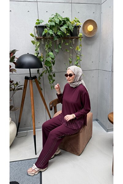 Venoura Σετ δύο τεμαχίων Elena Tesettür Modal με πέτρες