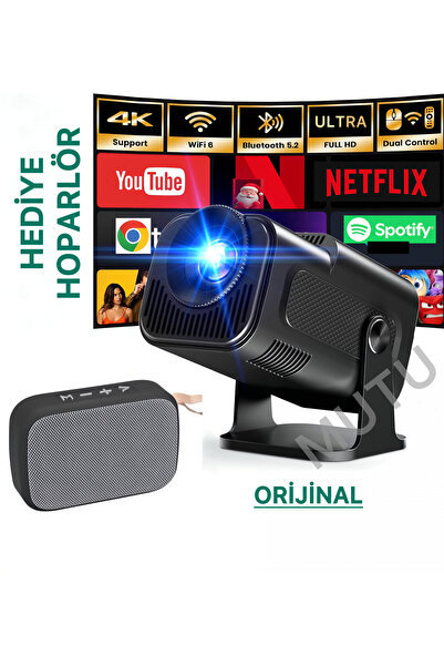 MUTU HY320 MİNİ Güncel Versiyon Taşınabilir Projeksiyon Wifi BT Android Proje...
