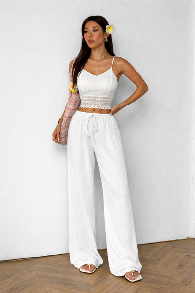 S&A DESIGN Γυναικείο παντελόνι Gofre Fabric Bol καμπάνα