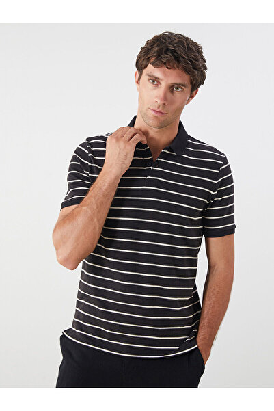 LC Waikiki Nevavm Polo Collar Striped Combed Cotton Men's T-Shirt