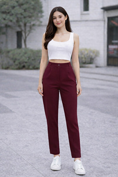 Maison La Femme Γυναικείο παντελόνι ψηλόμεσο πλισέ με φούστα καρότο