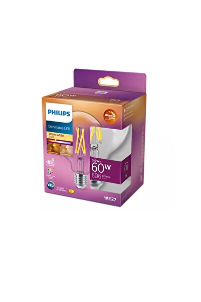 Philips Filament Ampul Şeffaf 60 W G93 E27 Dim Sarı Işık