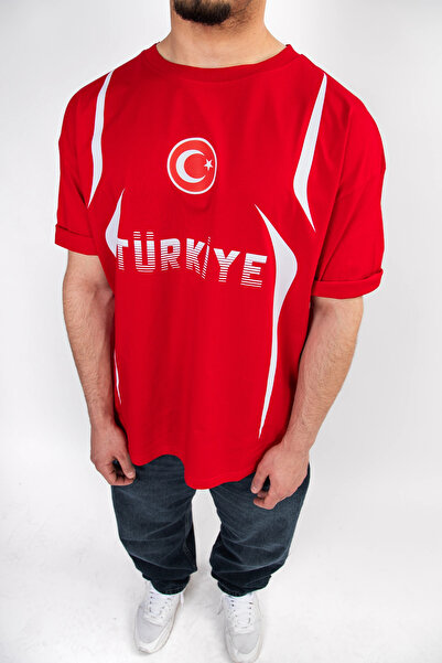 Sekizbiraltı Κόκκινο μπλουζάκι Unisex με στάμπα Türkiye Oversize