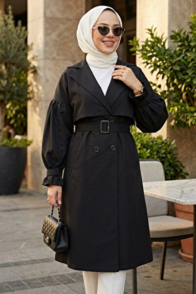 N.S NEVA STYLE Μαύρο μαντίλι με ζώνη 26421S