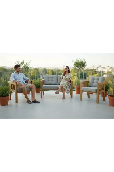 adımshops Elmas 2+1+1 (GRİ) Metal Gövde Balkon-bahçe-kafe,çay Seti,koltuk Tak...