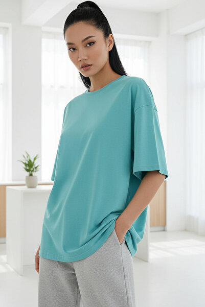 Teenage Millionaire Γυναικείο μπλουζάκι Mint Basic Plain Unprinted Oversize S...