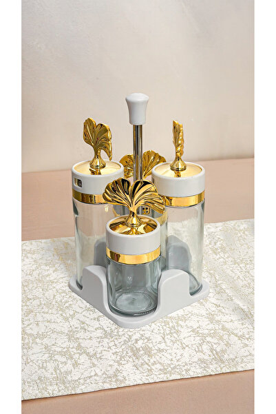 OEM Σετ Oliviera με 4 γυάλινα δοχεία για λάδι, ξύδι, αλάτι και πιπέρι, σετ κα...