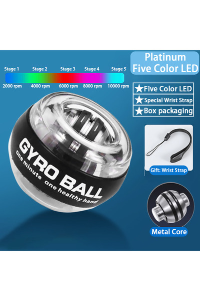 Choice1 كرة جيروسكوب LED بخمسة ألوان من البلاتين، كرة يدوية ذاتية التشغيل لتم...