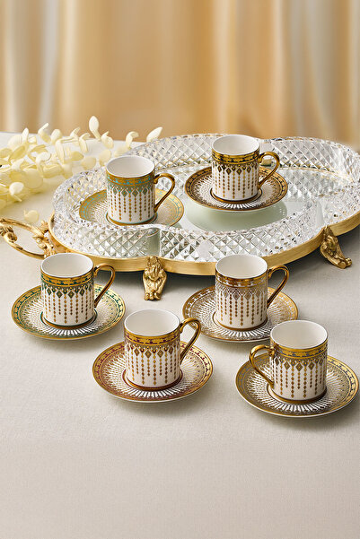 Aryıldız Parisa 12 Parça 6 Kişilik Porselen Kahve Fincan Takımı - 90 ml