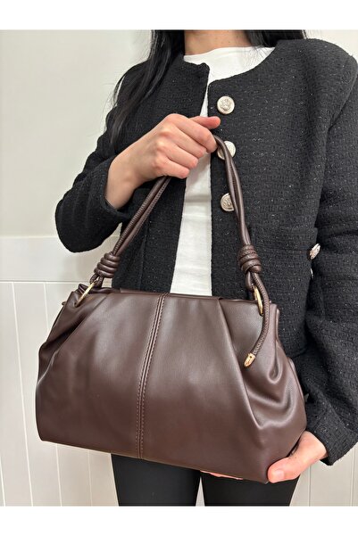 lalettobags Γυναικεία τσάντα ώμου από συνθετικό δέρμα, μοντέλο Acıkahve Nilüf...