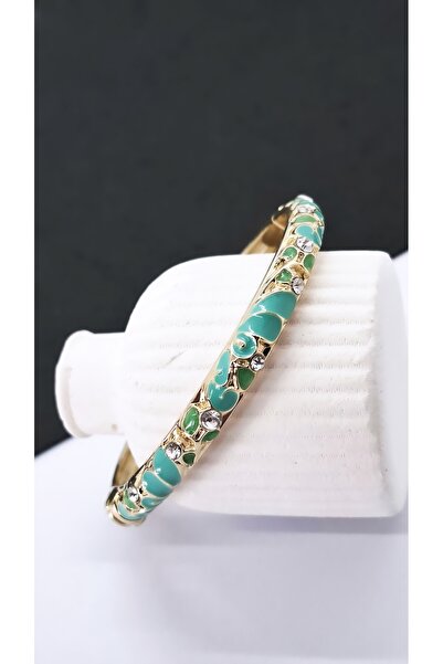 Serenity Leaf Figured Zircon Stone Colored Satin Enameled Brass Plated Zamak ...