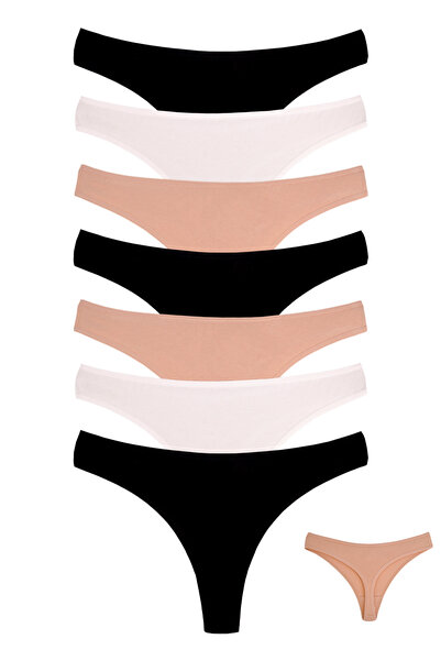 Dominant Γυναικείο στρινγκ μαύρο εκρού δέρμα βαμβακερό Lycra 7 Πακέτο 29875-600