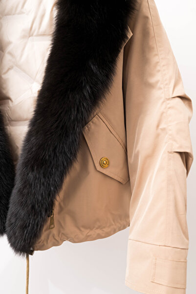 ALUXERA Studio Store Jachetă premium CAMEL BEIGE cu blană