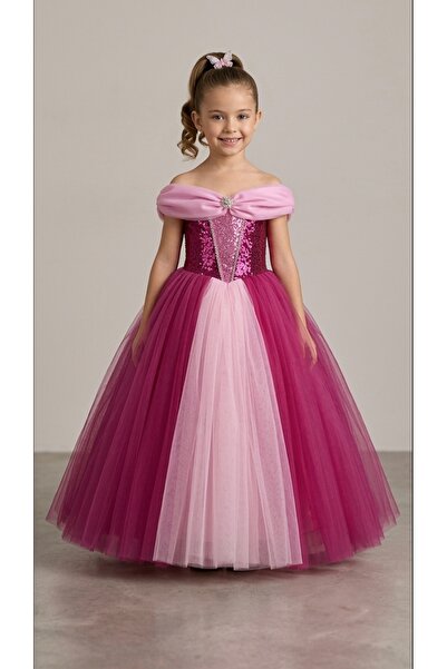 Seplin Fashion uyuyan güzel kostümü, pembe abiye, çocuk kostüm, tütu elbise ç...