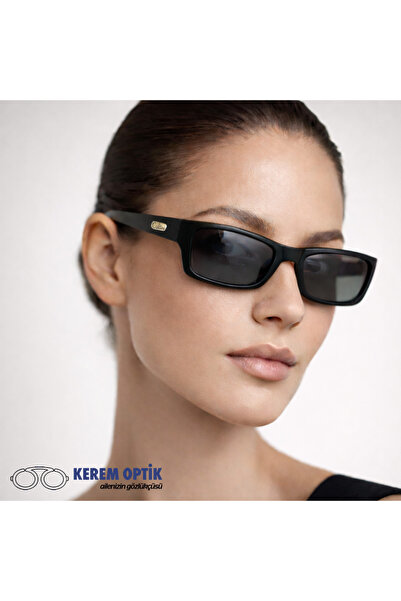 CALDİNİ Kadın Mat Siyah Kemik Polarize Retro Güneş Gözlüğü CS027 C2