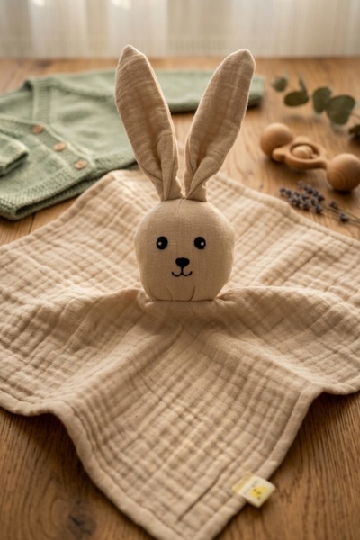 NOTA KİDS Uyku Arkadaşı Tavşan - Premium 4 kat ,%100 Pamuk Müslin , El Yapımı...