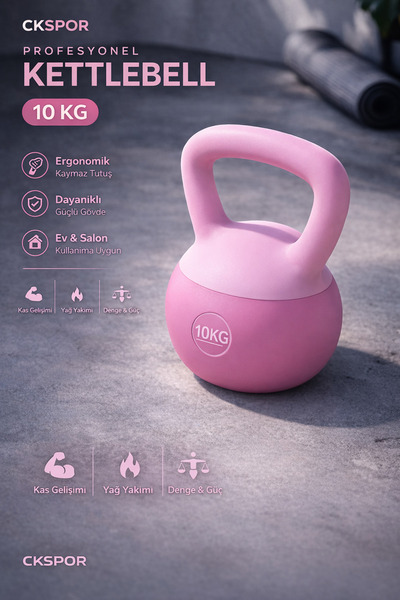 CKSpor 10 Kg Soft Kettlebell Kaymaz Taban Ergonomik Tutuş Evde Fitness Ağırlık