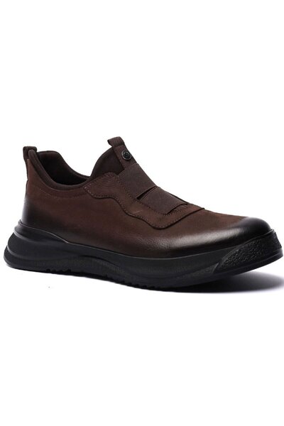 Pierre Cardin 61001 حذاء رجالي بني اللون من جلد النوبوك بنعل إيفا