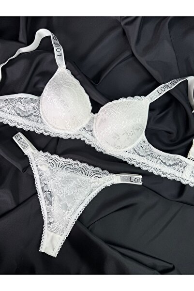 İNKO İÇ GİYİM Λευκό Σουτιέν με Ενίσχυση και Στρινγκ