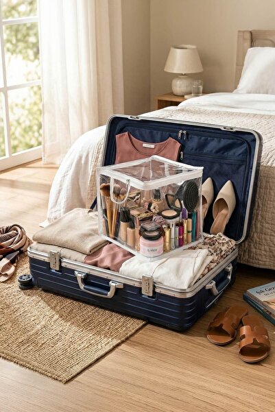 Helen's Home 2 Adet Şeffaf Oyuncak Saklama Kutusu 25x25x25 cm Çok Amaçlı Düzenleyici Hurç Organizer