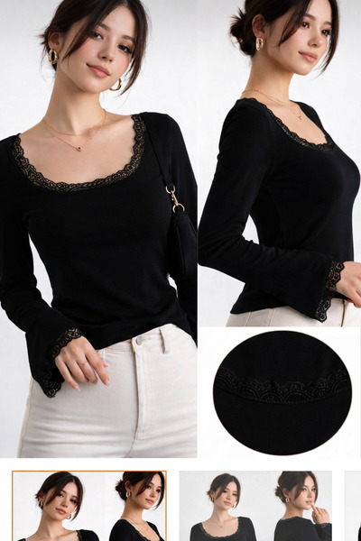 Lufthimm ΓΥΝΑΙΚΕΙΑ ΜΠΛΟΥΖΑ ΜΕ ΤΕΤΡΑΓΩΝΟ ΓΙΑΚΑ ΚΑΙ ΜΑΝΙΚΙΑ, ΜΕ ΛΕΠΤΟΜΕΡΕΙΕΣ ΑΠ...