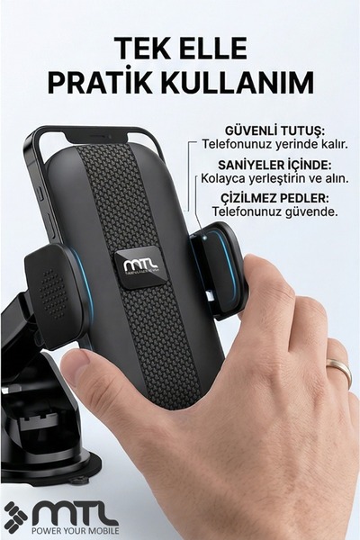 MTL Uzatılabilir Kol Araç İçi Dayanıklı Güçlü Vantuzlu Telefon Tutucu Kilitli...