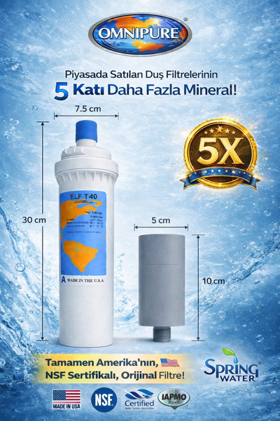 Omnipure ELF T-40 Banyo Karbon Duş Filtresi - Musluğa Kolay Montaj – Yoğun Karbon Filtre Teknolojisi