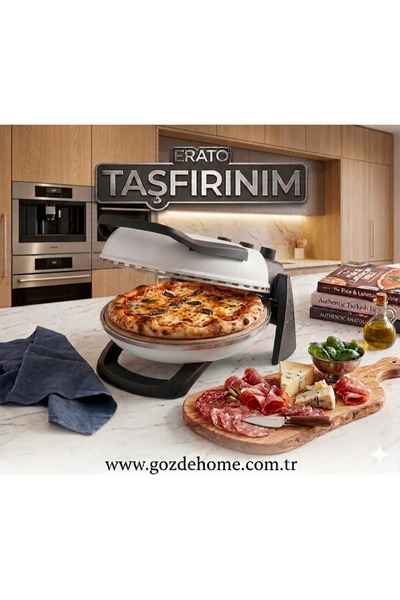 White Glossy - Erato Rock Zero Pizza Machine, Lahmacun Machine Natural Stone Oven