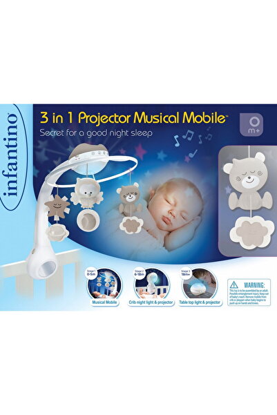 Infantino Carusel muzical pentru pătuț, 3 în 1, cu proiector, transformabil î...