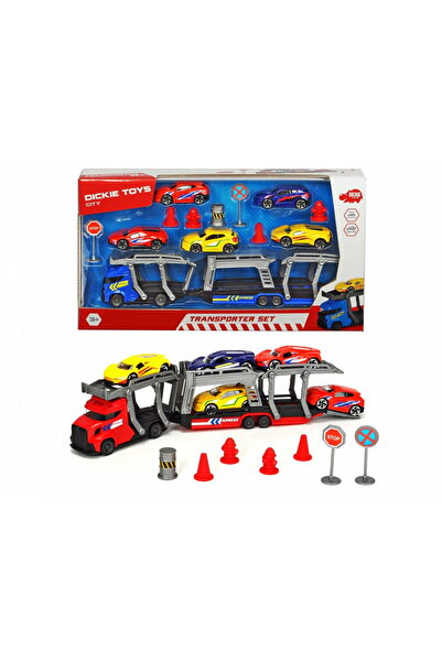 Dickie Set Camion de transport + 5 Masinute + Accesorii, Dickie Toys, Plastic...