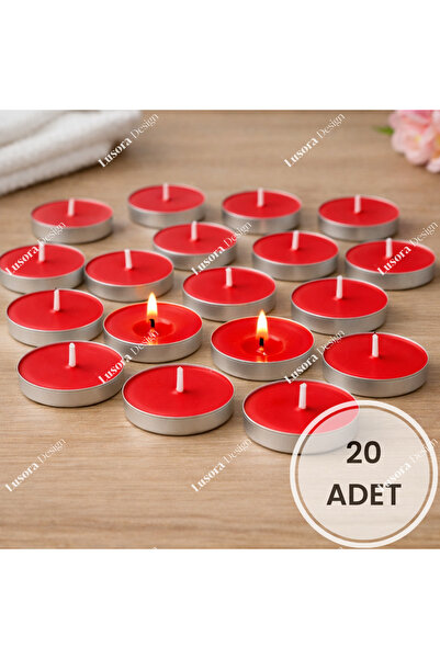 Lusora Design Tealight Mum - Kırmızı Küçük Yuvarlak Sevgililer Günü Yer Ve Ma...