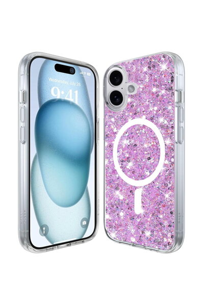 Techsuit Husa pentru iPhone 16 Plus - Sparkly Glitter MagSafe - Magenta