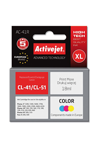 ActiveJet Cartuș de cerneală compatibil cu Canon CL-41, 18 ml