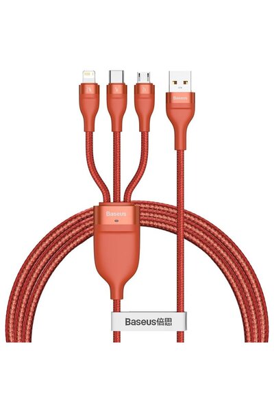 Baseus Seria Flash 3 în 1, micro USB / Lightning / USB-C, 5A, 1.2m, Portocaliu