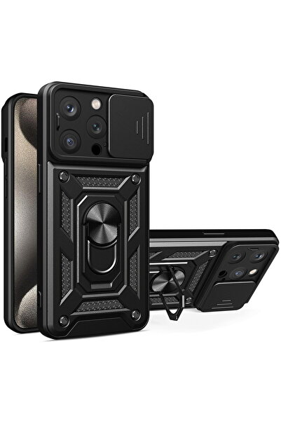Techsuit Husă pentru iPhone 15 Pro Max - Seria Techsuit CamShield - Neagră