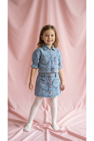 Sweet Luna Girl's Buttoned Denim Set
