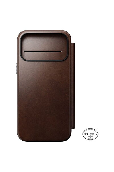 Nomad Husă din piele naturală Folio, Brown, compatibilă cu MagSafe, slot pent...