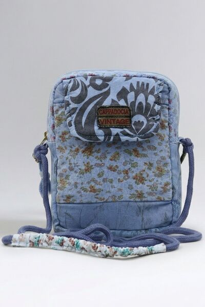 Cappadocia Vintage Γυναικεία τσάντα ώμου με μπλε φλοράλ σχέδιο - Μίνι τσάντα ...