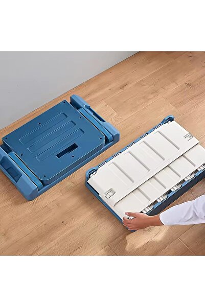 AutoFamily AUTO FAMILY Camping Plastic Storage Box with Lids 60L (Sky Blue)