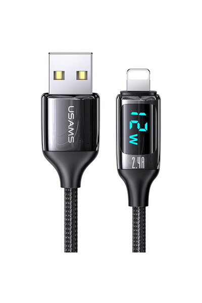 Usams Cablu de Date USB la Lightning PD, 12W, Digital Display, Fast Charge, 1...