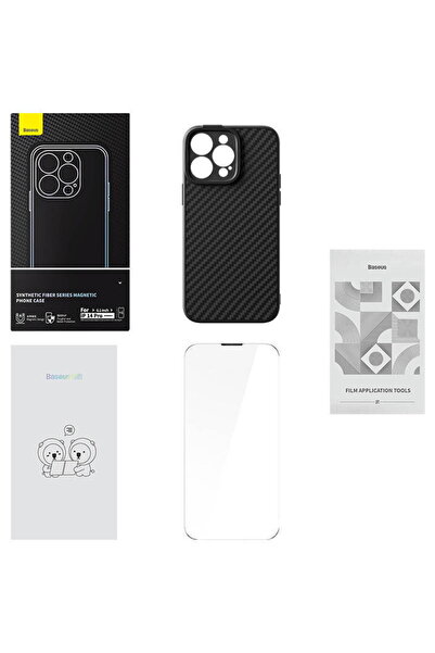 Baseus Synthetic Fiber Series caz magnetic pentru iPhone 14 Pro (negru) + sti...