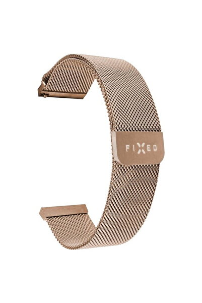 FIXED Curea tip plasă pentru Smartwatch, cu eliberare rapidă, 20mm, Aur roz