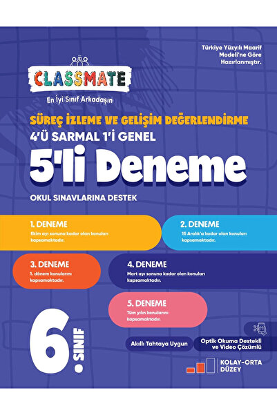 Okyanus Yayıncılık Okyanus Yayınları 6. Sınıf Classmate Süreç İzleme Ve Geliş...