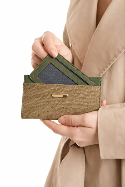 sannora bags Women's Khaki Wallet Card Holder Slim Stylish Minimalist Multi-C...