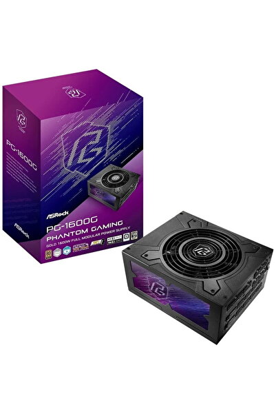 ASROCK 1600W 80 Plus Gold PC Power Supply, 12 SATA connectors, black, modular