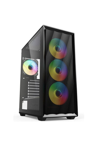 SHARKOON Carcasa PC VK4 ARGB, ATX, Sticlă securizată, 4 ventilatoare ARGB de ...
