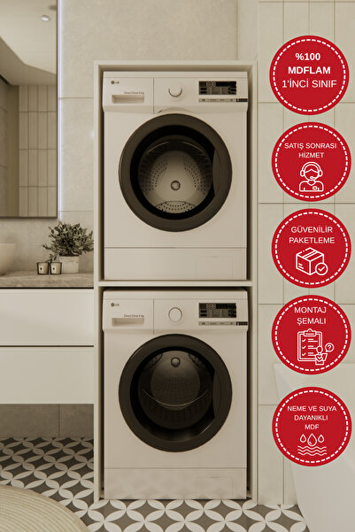 Odaco Çamaşır Makinesi Dolabı Kurutma Makinesi Dolabı Banyo Dolabı %100 MDFLAM