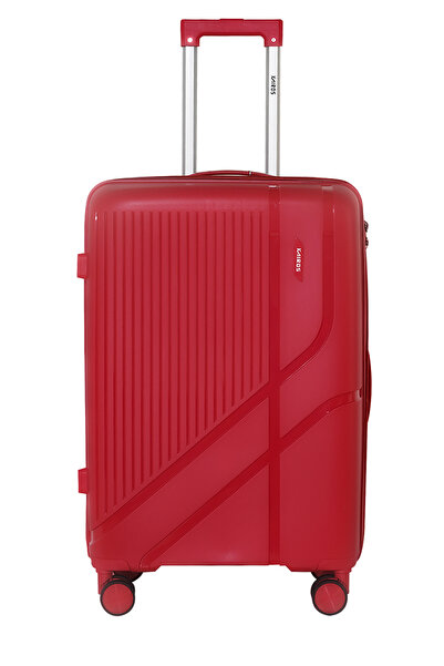Kairos 24 Inch Red Luggage Bag | Polypropylene & Lightweight, Scratch Resista...