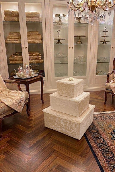 Çt Çeyizci Tekstil Σετ τσάντες βελούδινης προίκας 3 τεμαχίων, Σετ τσάντες νύφ...